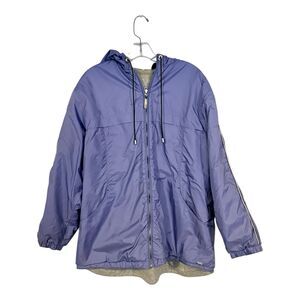 Endurance Reversible Jacket Women's 1X Purple Gray Full Zip Hood Pockets Rain